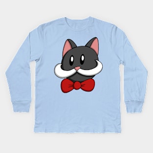 Kitty Cat Mustache Kids Long Sleeve T-Shirt